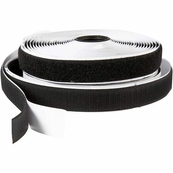 Klitteband - Zelfklevend Haak en Lusband - Zwart Klittenband - Breedte 20mm - 5 Meter Rol - Voor Diverse Bevestigingen