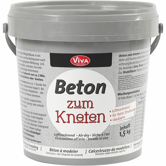 Kneedbeton - Grijs Beton - DIY Beton Voor Creatieve Projecten - Hobby Beton Voor Handwerk - Decoratief Kneedbaar Beton - Gewicht 1500gr - 1 Stuk