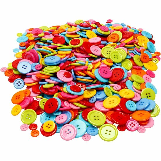 Knopen Mix - Diverse Knopen - Decoratieve Knopen Voor Hobby - DIY Knoop Mix - Ronde Knopen Voor Creatieve Projecten - Diameter 10+15+20+22mm - Gewicht 500gr
