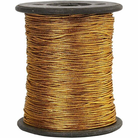 Koord - Metallic Goudkleurig Koord - DIY Decoratief Koord - Hobby Koord Voor Ophangen - Creatieve Macrame Koorden - Dikte 0,5mm - Lengte 100m - 1 Rol