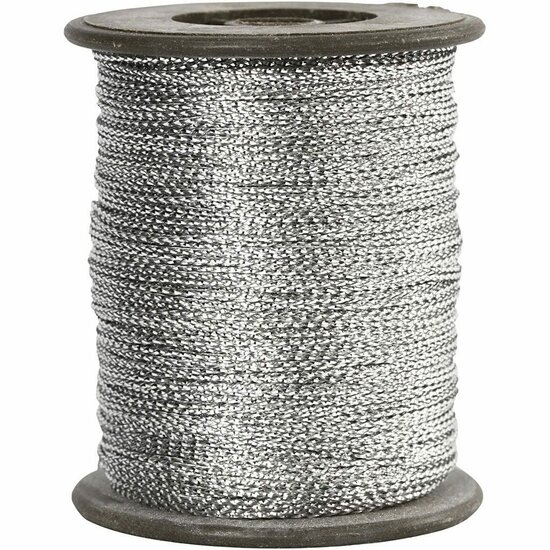 Koord - Metallic Zilverkleurig Koord - DIY Decoratief Koord - Hobby Macrame Koorden - Ophangkoord Voor Creatieve Projecten - Dikte 0,5mm - Lengte 100m - 1 Rol