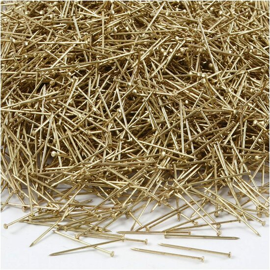 Kopspelden - Gouden Kopspelden Voor Kleding & Stoffen - DIY Stevige Spelden Voor Creatieve Projecten - Geschikt Voor Naaiwerk & Textiel - L: 18 mm - Dikte 0,6 mm - Gewicht 500 gr