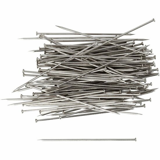 Kopspelden Zilver - Knutselspelden - Lange Spelden - DIY Naaldwerk - Naaiaccessoires - Stoffen Spelden - Hobbymateriaal - 34 mm - Dikte 0,6 mm - 50 gr