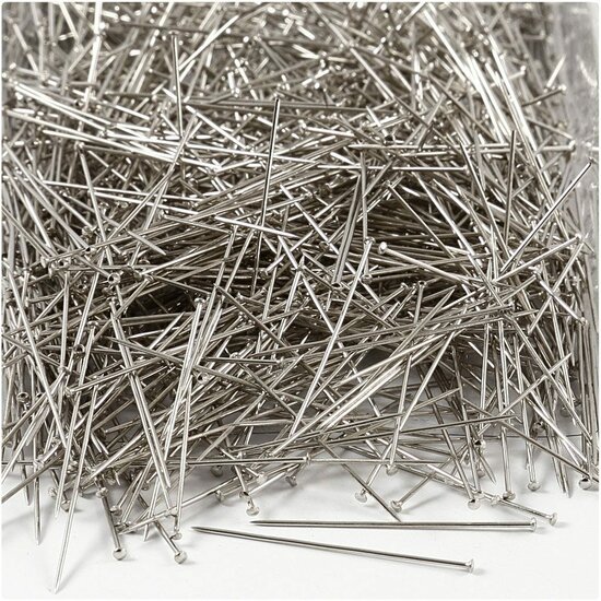 Kopspelden - Zilveren Spelden - Decoratieve Hobbyspelden - DIY Spelden Voor Handwerk - Lange Spelden Voor Creatieve Projecten - Lengte 37mm - Dikte 0,7mm - Gewicht 500gr