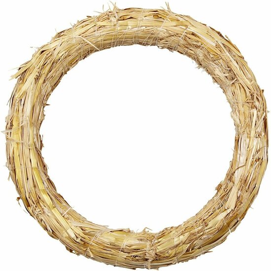 Krans Van Stro - Decoratieve Krans - DIY Krans Voor Hobby Decoratie - Stro Kransen Voor Creatieve Projecten - Diameter 27cm - Dikte 3cm - 1 Stuk