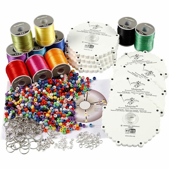 Kumihimo Vlechtset - DIY Armband & Sieraden Maken - Complete Kumihimo Set met Satijnkoord, Vlechtschijven & Sleutelhangers - Knutselpakket voor Beginners & Gevorderden