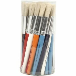 Kinderkwasten Set - Ronde Varkensharen Penselen - Schilderkwasten voor Peuters, Kleuters & Schoolgebruik - Geschikt voor Acrylverf, Waterverf & Hobbyprojecten - Set van 30 Stuks