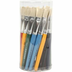 Kinderkwasten Set - Platte Varkensharen Penselen - Brede Penseelset voor Creatieve DIY Kunst, Schoolprojecten & Knutselen - Ideaal voor Grote Oppervlakken - 30 Stuks