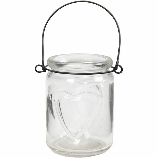 Lantaarn - Glazen Lantaarn voor Decoratie - DIY Lantaarn met Metalen Hanger - Ronde Glazen Lantaarn - 9,5x9 cm - 12 Stuks