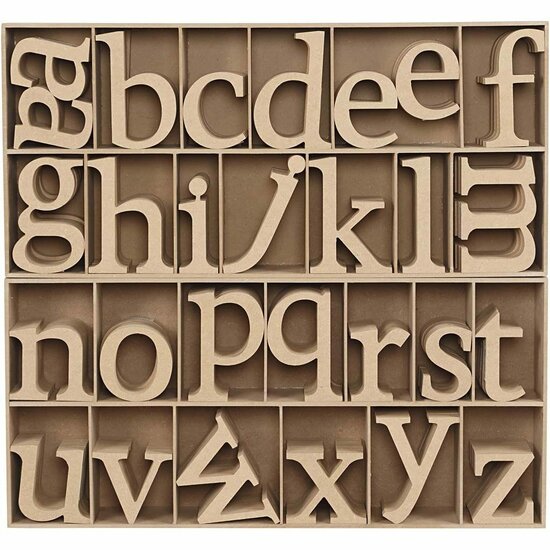 MDF Letters voor Decoratie – Set van 112 Stuks – 8 cm Hoogte, 2 cm Dikte – Houten DIY Letters – Inclusief Gratis Display