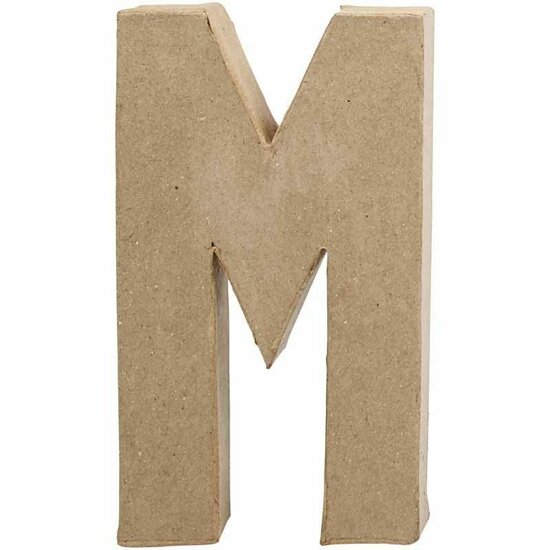 Papier-Mâché Letter M - Grote DIY Kartonnen Letter - Handgemaakte Alfabet Letter voor Schilderen, Handlettering & Decoratie - 20,5 cm Hoog - 12 cm Breed - 2,5 cm Dikte