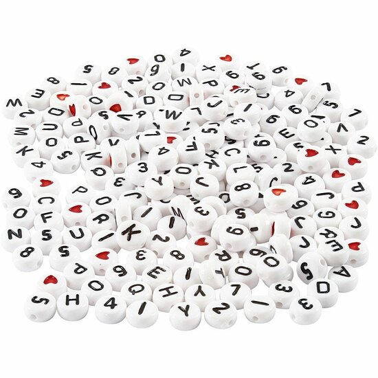 Letterkralen - Witte Letterkralen - DIY Kralen Voor Sieraden - Decoratieve Kralen Voor Creatieve Projecten - Afmeting 7mm - Gatgrootte 1,2mm - Gewicht 200gr