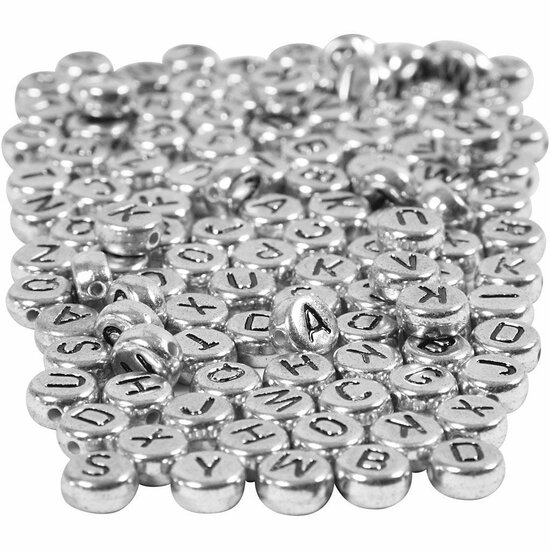 Letterkralen, zilver, d 7 mm, gatgrootte 1,2 mm, 165 gr/ 1 doos
