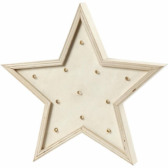 Lichtbox Hout - LED Decoratie Ster - Warm Wit Licht - DIY Interieurverlichting - Knutselen & Creatief Werk - Vrijstaande Houten Lamp - Gezellige Sfeerverlichting - 26 cm