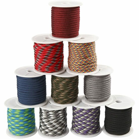 Macramé Koord - Nylonkoord - DIY Hobbykoord - Neon Kleuren Voor Macramé Knoopwerk - Creatief Knoopdraad - Dikte 1 mm - Lengte 28 m - Set van 8 Rollen