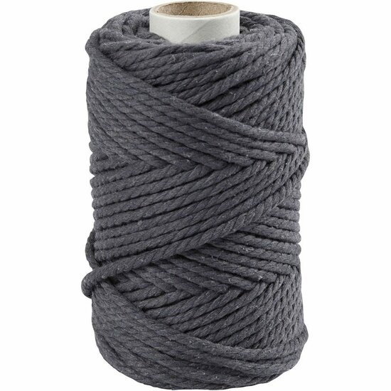 Macramé Koord Grijs - Driedraads Macramé Garen - Stevig Katoentouw - Perfect voor DIY Wandhangers, Macramé Plantenhangers & Creatieve Boho Decoratie - 55 m x 4 mm