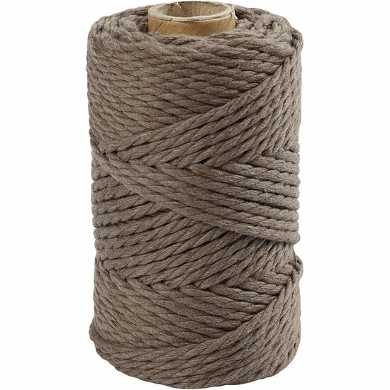 Macramé Koord Lichtbruin - Driedraads Macramé Touw - Katoenen Knutselkoord - Voor Plantenhangers, Woondecoratie, DIY Boho Stijl Accessoires - 55 m x 4 mm