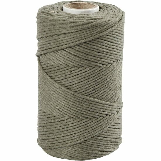 Macramé Koord - Mosgroen - DIY Creatief Knoopwerk - Hobbymateriaal - Gerecycled Katoen - Fijne Projecten - Wanddecoratie - 198 m - 2 mm - 330 Gr - 1 Rol