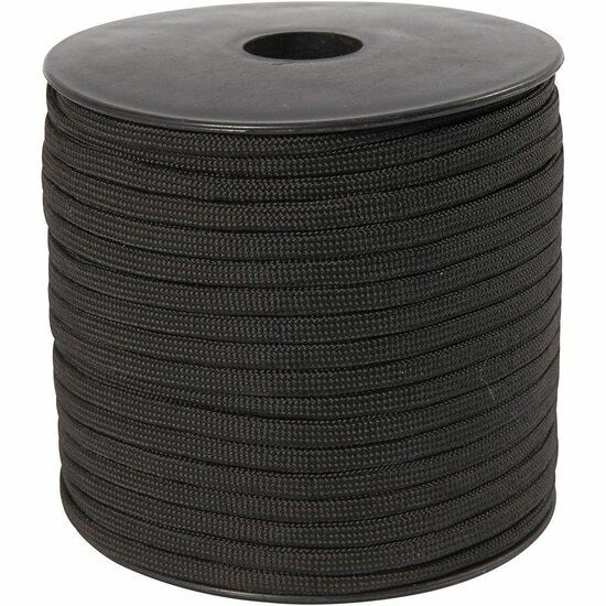 Macramé Koord Zwart - Plat Nylon Koord - Stevig & Flexibel - Perfect voor DIY Sieraden, Handgemaakte Creaties, Haken, Breien & Knutselen - 5 mm x 50 m