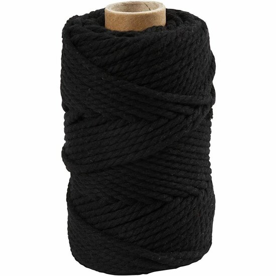 Macramé Koord Zwart - Driedraads Macramé Garen - Extra Sterk & Stevig - Voor Knutselen, Plantenhangers, Bohemian Decor & Handgemaakte Creaties - 55 m x 4 mm