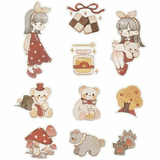 Masking Tape Stickers - Washi Tape Stickers - Beren Thema - Zelfklevende Stickers - Journaling & Scrapbooking - Knutselen & Plannen - Creatieve Plakstickers - Afm 25-70 mm - 30 Stuks