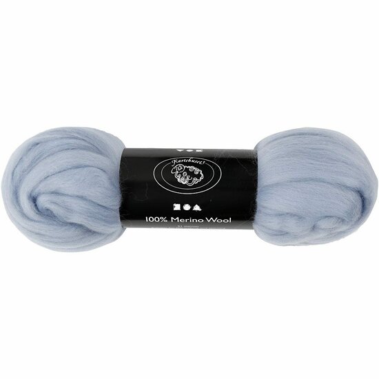 Merino wol - 21 micron - Ijsblauw - Vilten - Spinnen - Zachte wol - Australische wol - 100 gr - Zacht - Geschikt voor vilten en spinnen