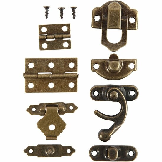 Mini Beslag - Antiek Goud - Decoratief Beslag Voor Hobby - DIY Miniature Beslag - Voor Creatieve Knutselprojecten - Afmeting 16x19-19x29,5mm - Set Van 15 Stuks