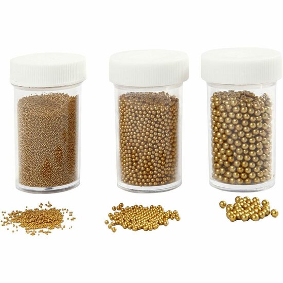 Mini Stenen Glas - Glanzende Decoratieve Glassteentjes - Ideaal voor Mozaïek, Kunstwerken, Sieraden en Scrapbooking - Goudkleurig - 3 Formaten - 3 x 45 gr