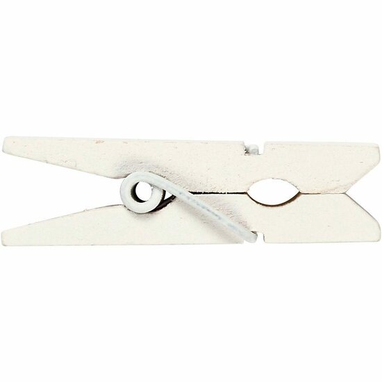 Mini wasknijper, wit, afm 35x7 mm, dikte 9 mm, 20 stuk/ 1 doos