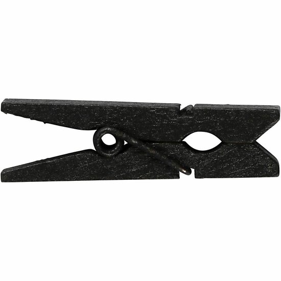 Mini Wasknijpers - Zwart - Decoratieve Klemmen - DIY Houten Mini Clips - 35x7mm - Dikte 9mm - Geschikt Voor Scrapbooking & Kaarten Maken - Set van 20 Stuks