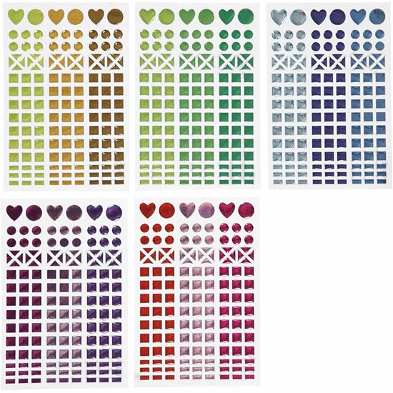 Mozaïek Stickers - Zelfklevende Mozaïek Steentjes - Decoratieve Knutselstickers - DIY Mozaïek Kunst - Diverse Kleuren - 8-14 mm - 11x16,5 cm - 10 Vel