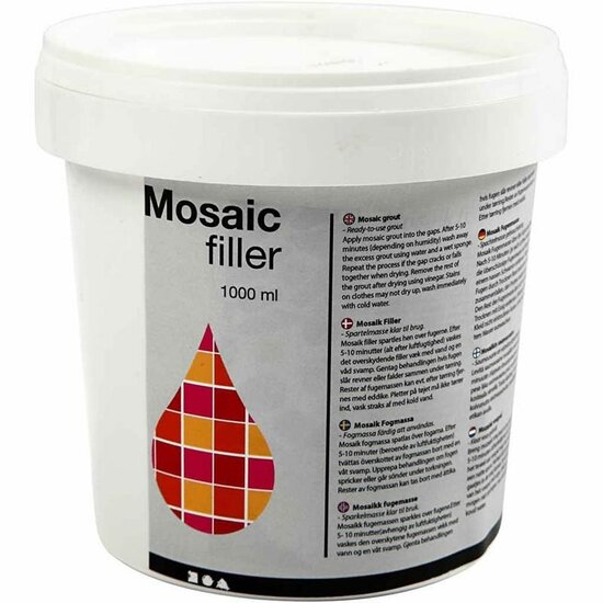 Mozaïekvoeg Wit - Hoogwaardig Voegmiddel voor Mozaïekkunst & Tegelprojecten - Gebruiksvriendelijk & Duurzaam - Eenvoudig aan te brengen - Perfect voor DIY Mozaïekkunst - 1000 ml - 1 Emmer