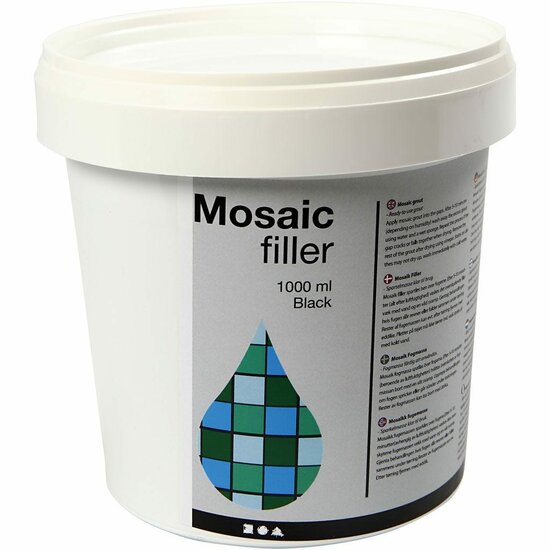 Mozaïekvoeg Zwart - Voegmiddel Voor Mozaïek - Hobby Mozaïekvoeg - Tegelvoegmiddel - Waterdichte Voegen - DIY Mozaïekprojecten - Voegmiddel Kunst - 1000 ml - 1 Emmer