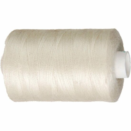 Naaigaren – Duurzaam Polyester Garen – Slijtvast En Geschikt Voor Hand- En Machinaal Naaien – Ideaal Voor Textiel En Hobbyprojecten – 1000 Meter, Off-White.