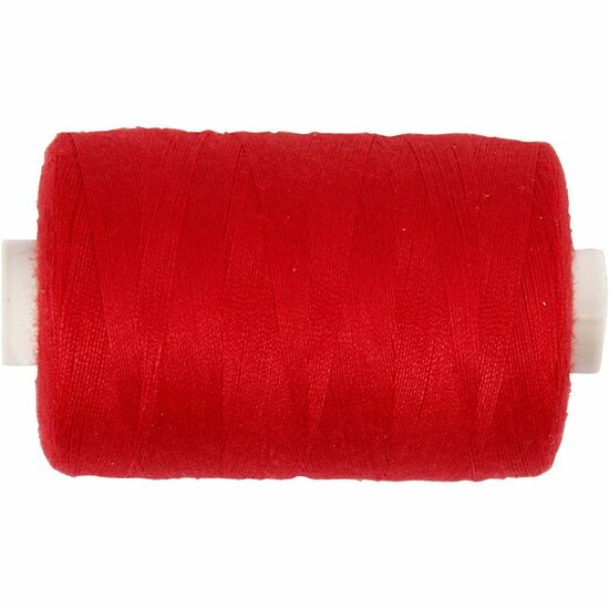 Naaigaren Rood - Kwalitatief Polyester Draad - Geschikt voor Stikwerk, Handwerken & DIY Creaties - Machinewasbaar & Kleurvast - 1000 m - 1 Rol