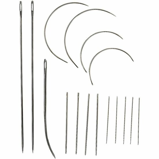 Reparatieset Naalden - 16 Stuks - Naalden Voor Leer, Canvas & Stoffen - Handige Set Met Verschillende Naaldformaten - Ideaal Voor Handwerk & Hobbyprojecten