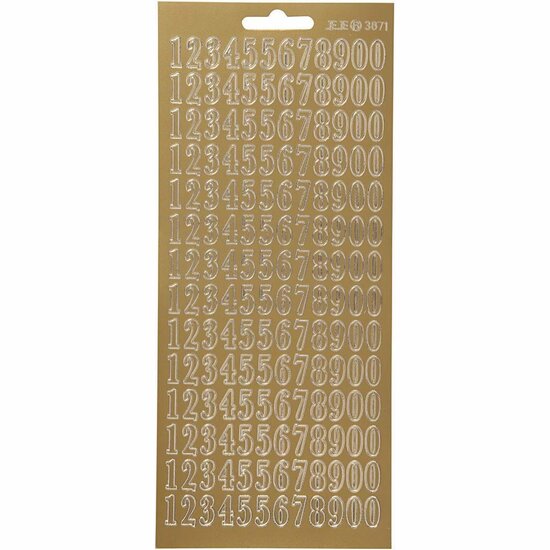 Stickers Goud - Cijfers 0-9 Stickers - Gouden Plakstickers Met Getallen - Zelfklevende Stickervellen - DIY Kaarten Maken - Scrapbooking - 10x23 cm - 1 Vel