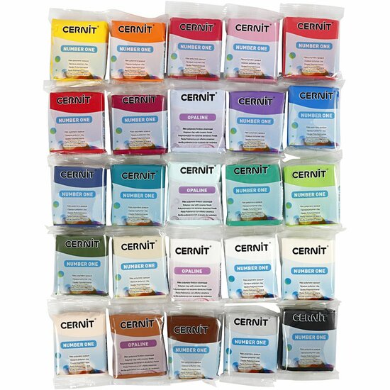 Cernit Boetseerklei - Modellering Klei - Kneedbare Klei - Ovenhardende Klei - Zelfhardende Klei - Porseleinlook - Luchtdrogende Klei - Diverse Kleuren Set - 25x56 Gram