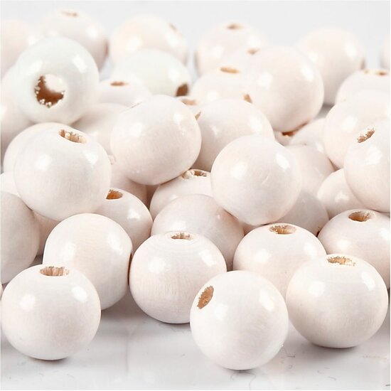 Houten Kralen - Witte Kralen - Diameter 10mm - DIY Knutselmateriaal - Gatgrootte 3mm - 20g