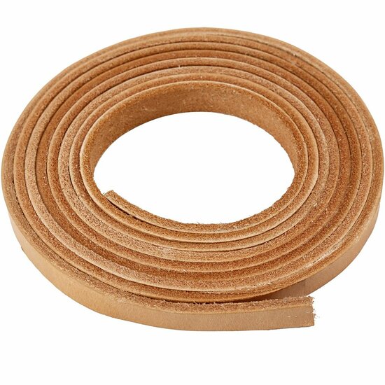 Leerband - Naturel Leren Band - DIY Leren Koord - Creatieve Leren Band - Hobby Koord Voor Decoratie - Breedte 10mm - Dikte 3mm - Lengte 2m - 1 Rol