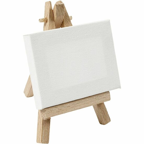 Canvas Gespannen Kleine Schildersezel - Mini Schilderdoek - Klein Gespannen Canvas - Canvasdoekje - Wit Schildercanvas - Klein Schilderijtje Maken - Schilderpaneeltje - 8 x 6 x 1 cm - 1 Stuk