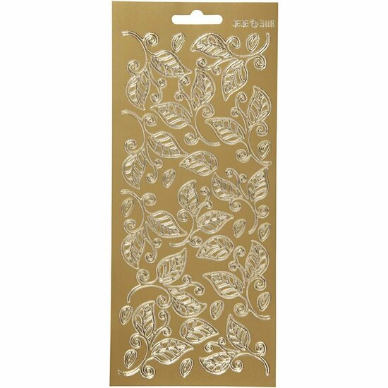 Stickers - Goud - Bladeren - Decoratieve Stickerbladeren - Zelfklevend voor Scrapbooking - Kaarten Maken en Decoreren - DIY Hobby Stickers - Afmetingen 10x23 cm