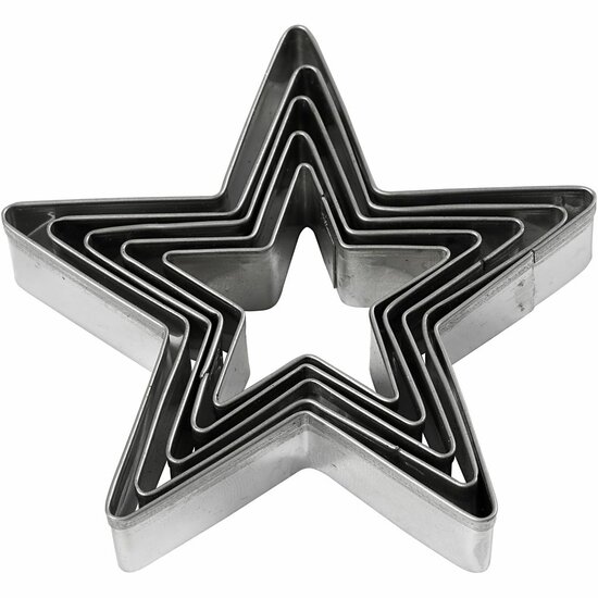 Uitsteekvormen - Stervormige Uitsteker - Koekjesvormen - Diameter 8cm - Set van 5 Stuks