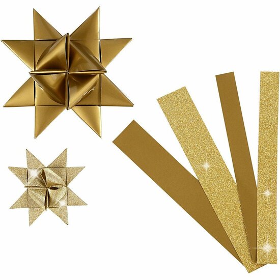Vlechtstroken - Gouden DIY Papierstroken - Creatieve Decoratieve Hobbystroken - Sterren Vouwen & Luxe Knutselset - Hoogwaardige Kwaliteit - Formaat 44+78 cm - Set