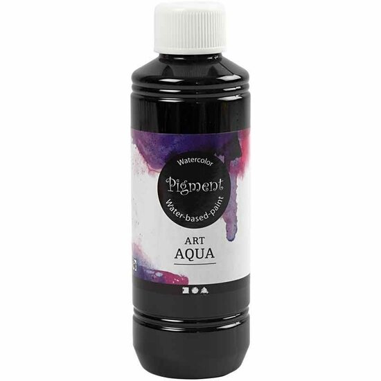 Aquarelverf - Zwarte Waterverf - Watercolor Paint - Aqua Pigment Aquarelverf - Zwart - Waterbasis - Aquarel Hobbyverf - 250 ml