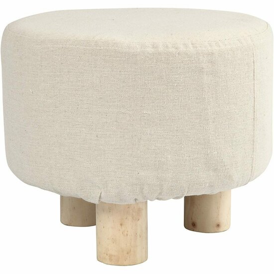 Voetenkrukje - Decoratief Houten Krukje - DIY Beschilderbaar Meubel - Vintage Decor - Stevig & Stijlvol - Hoogte 21,5 cm - Diameter 26 cm - 1 Stuk