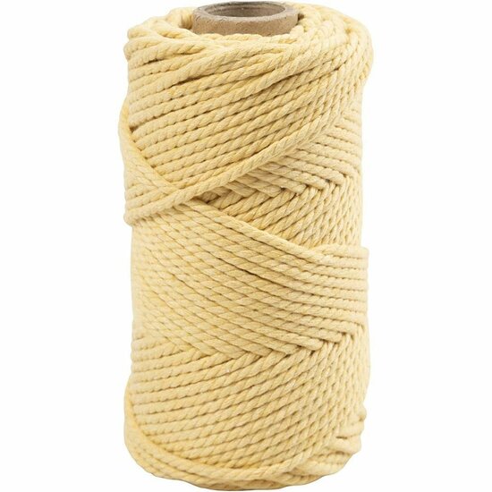 Macramé koord - lichtgeel - L: 55 m - d 4 mm - 330 gr