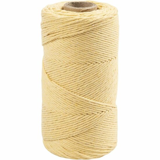 Macramé koord - lichtgeel - L: 198 m - d 2 mm - 330 gr