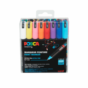 Krijtstift - Fineliner - Universele Marker - Standaard Kleuren - Uni Posca Marker - PC-1MR - 0,7mm - 16 stuks