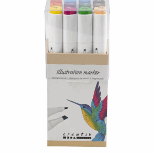 Tekenstift, standaardkleuren, lijndikte 1+8 mm, 12 stuk/ 1 doos
